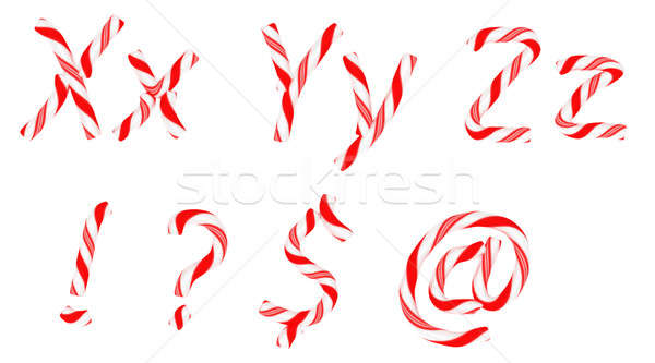 Candy Zuckerrohr Schriftart Briefe Symbole isoliert Stock foto © Arsgera