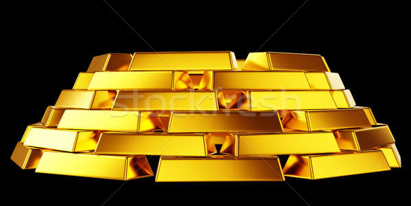 Zuiver goud bars geïsoleerd zwarte Stockfoto © Arsgera