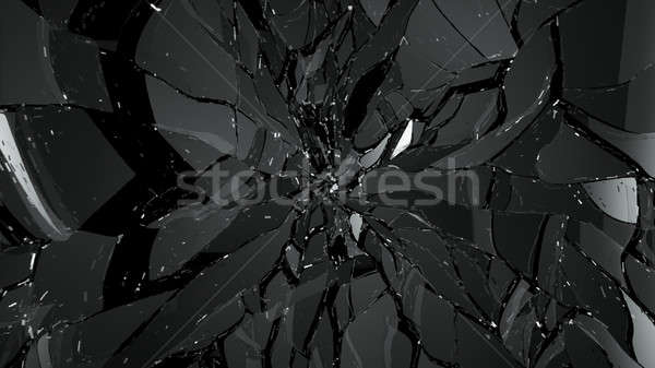 Demolished or splitted glass on black Stock photo © Arsgera
