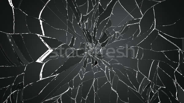 Stock photo: Pieces of shattered or cracked glass on white