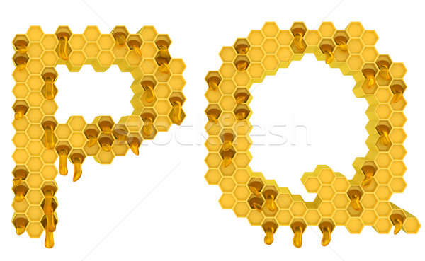 Honey font P and Q letters isolated Stock photo © Arsgera