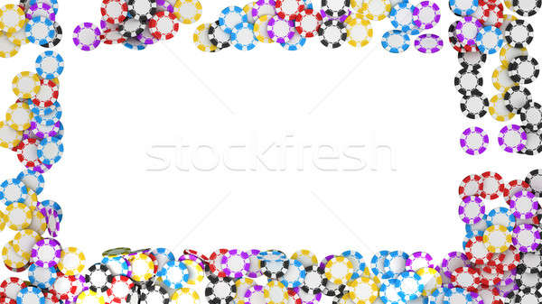 Casino or roulette chips framing on white Stock photo © Arsgera