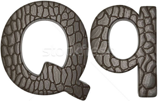 Alligator skin font Q lowercase and capital letters Stock photo © Arsgera