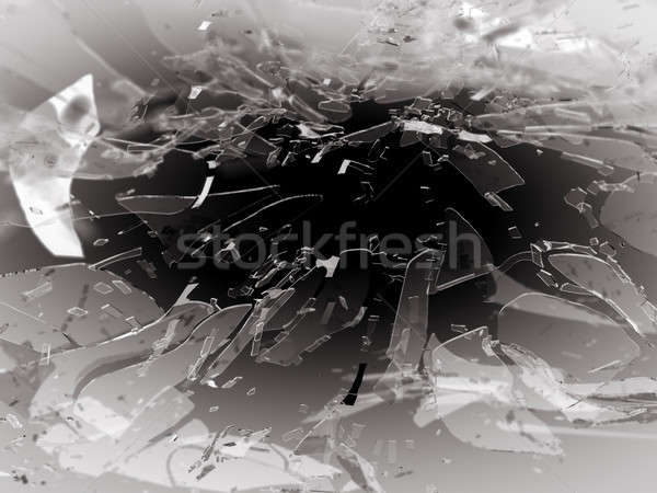 Broken or Shattered glass on black with shallow DOF Stock photo © Arsgera
