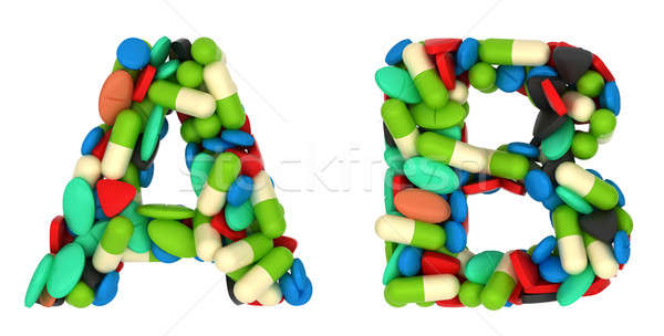 Healthcare font A and B pills letters Stock photo © Arsgera