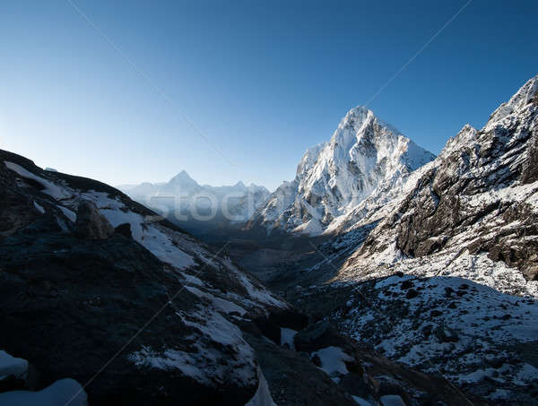 Cho La pass and snowed peaks at dawn in Himalayas Stock photo © Arsgera