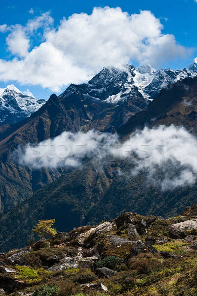 Himalaya Herbst Wolken Wandern Nepal Landschaft Stock foto © Arsgera