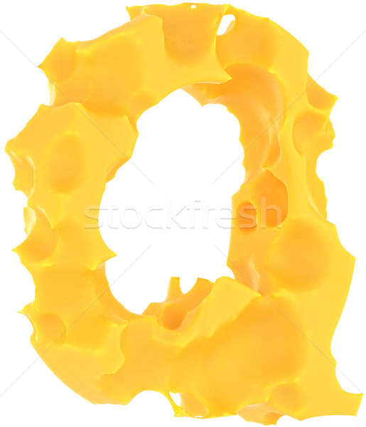 Cheeze font Q letter isolated on white Stock photo © Arsgera