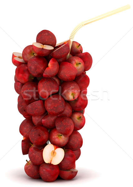 Glass shape assembled of apples with straw Stock photo © Arsgera