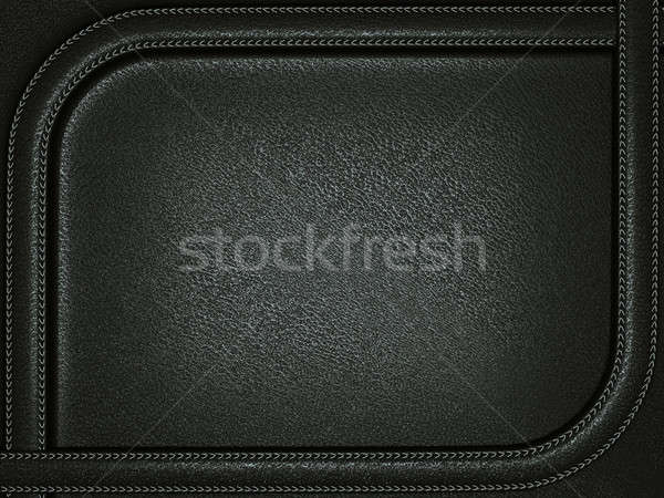 Black leather background with stitched rounded frame Stock photo © Arsgera