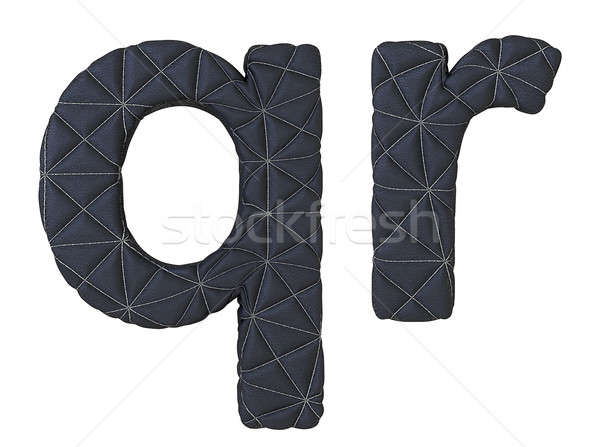 Lowercase stitched leather font q r letters Stock photo © Arsgera