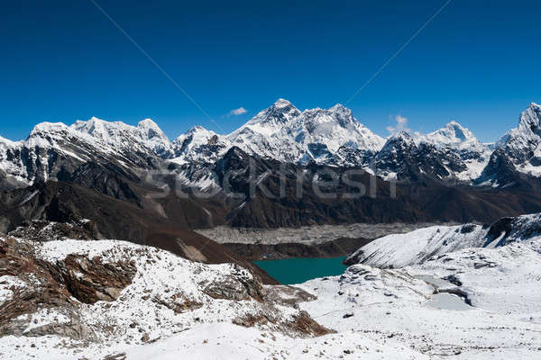 Famous peaks from Renjo Pass: Everest, Makalu, Lhotse, Nuptse, P Stock photo © Arsgera