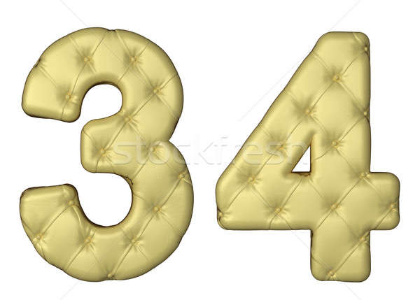 Luxury beige leather font 3 4 numerals Stock photo © Arsgera