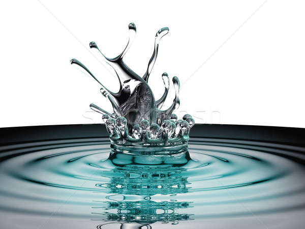 Blue and silver fluid splash and ripples on surface isolated Stock photo © Arsgera