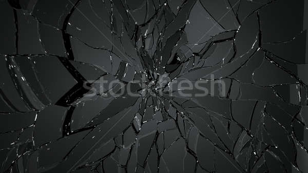 Destructed and broken glass on black Stock photo © Arsgera