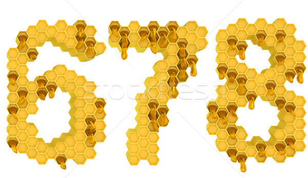 Honey font 6 7 and 8 numerals isolated Stock photo © Arsgera
