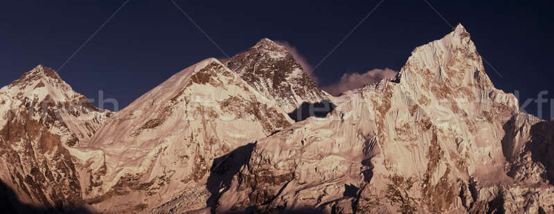Everest Summit panoramic view with Lhotse and Nuptse peaks Stock photo © Arsgera