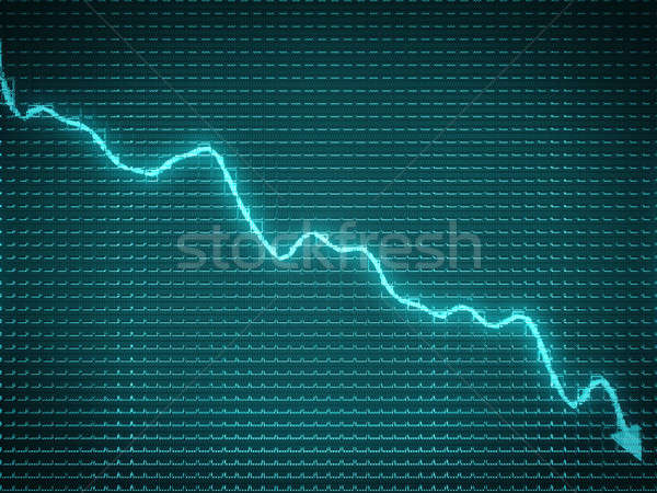 Azul seta traçar cair símbolo crise financeira Foto stock © Arsgera