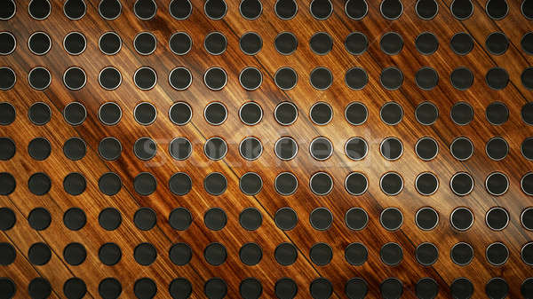Speakers on wooden background as music and sound concept Stock photo © Arsgera