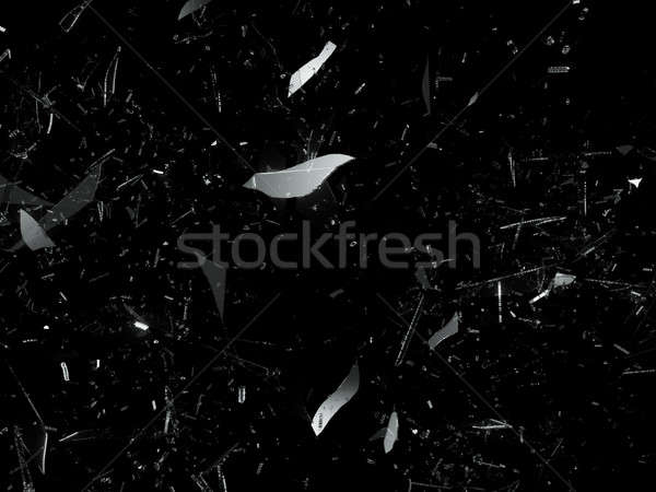 Pieces of demolished glass on black Stock photo © Arsgera