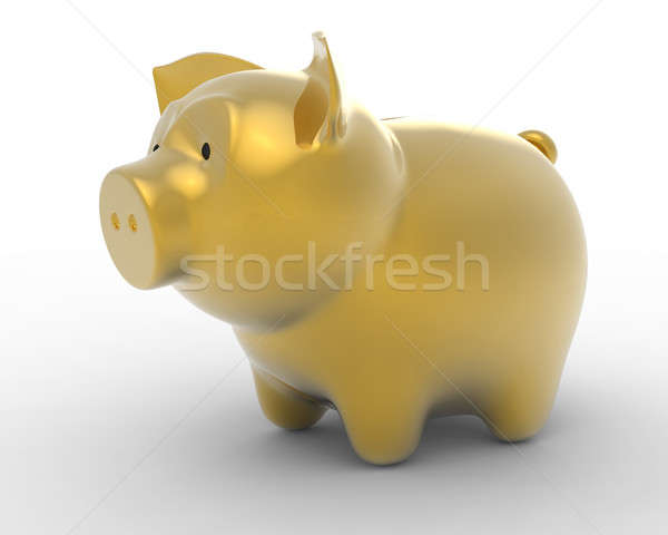 Wealth: Golden piggy bank over white Stock photo © Arsgera