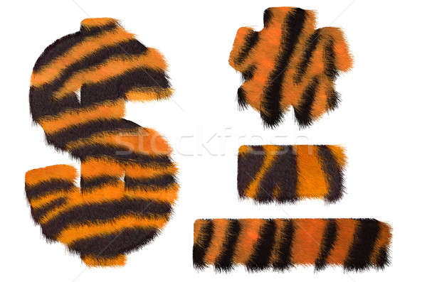 Tiger fell dollar symbol, dash, hyphen and asterisk Stock photo © Arsgera