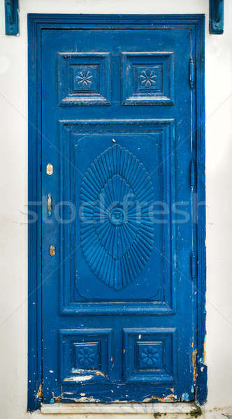 Stock photo: Blue wooden door as symbol of Sidi Bou Said 