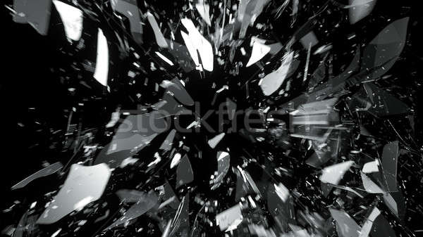 Destructed or demolished glass on black with motion blur Stock photo © Arsgera