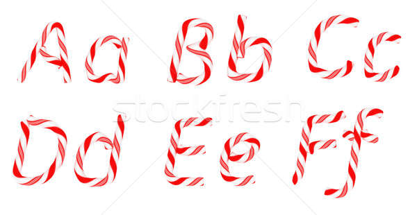 Candy cane font A - F letters isolated Stock photo © Arsgera