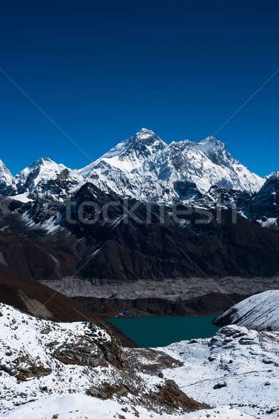Everest, Nuptse, Lhotse peaks. Gokyo lake and village Stock photo © Arsgera