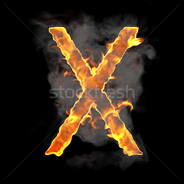 Burning and flame font X letter Stock photo © Arsgera