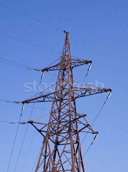 Hoogspanning elektrische lijn technologie industrie kabel Stockfoto © Arsgera