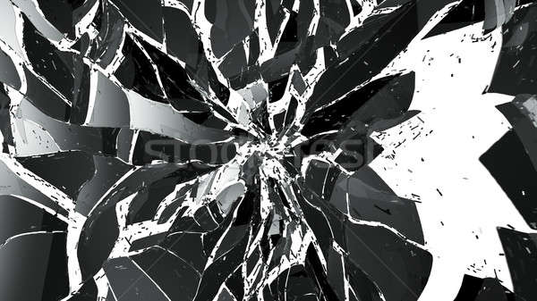 Pieces of splitted or cracked glass on white Stock photo © Arsgera