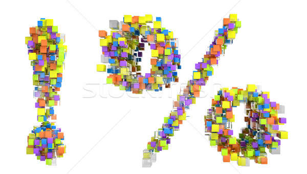 Abstract cubes exclamation point and percent symbol Stock photo © Arsgera