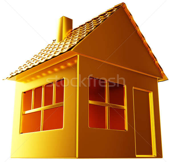 Costly realty: golden house shape isolated Stock photo © Arsgera