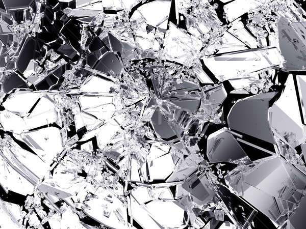 Pieces of demolished or Shattered glass on black Stock photo © Arsgera