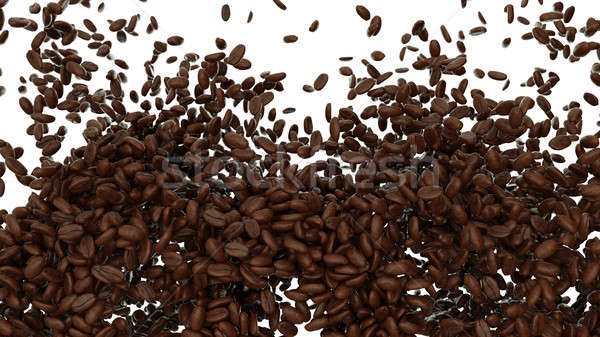 Mixing roasted coffee beans isolated Stock photo © Arsgera