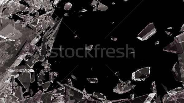 Piezas vidrios rotos aislado negro grande tamaño Foto stock © Arsgera