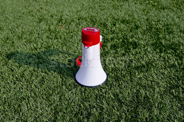 Megaphone on green grass background Stock photo © art9858