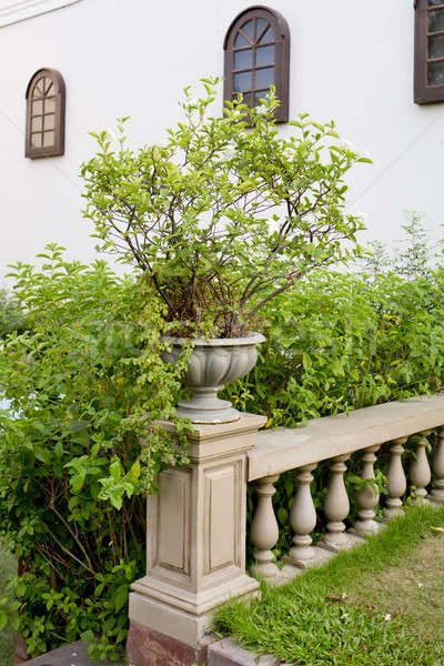 ceramic flowerpots on banister Stock photo © art9858