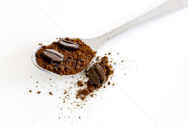 [[stock_photo]]: Café · instantané · grain · de · café · cuillère · alimentaire · chocolat · métal