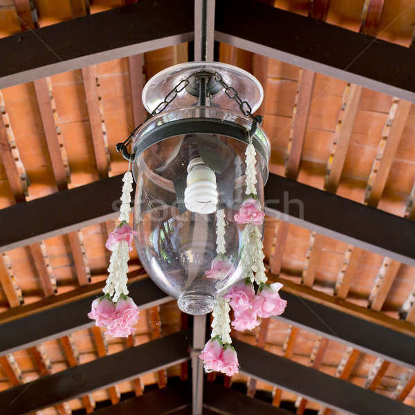 Thai style a glass lamp shade with flower garland decoration han Stock photo © art9858
