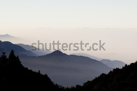 Foto stock: Camadas · montanhas · dente · nascer · do · sol · mundo · parque