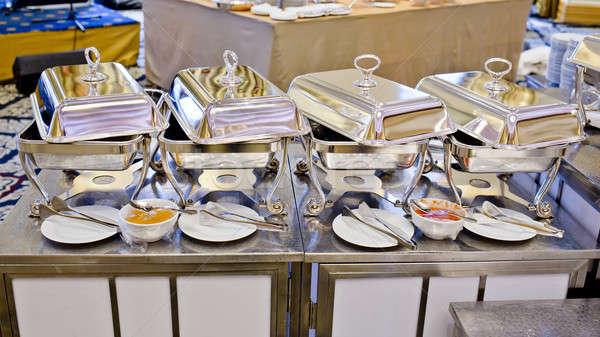 Buffet heated trays ready for service Stock photo © art9858