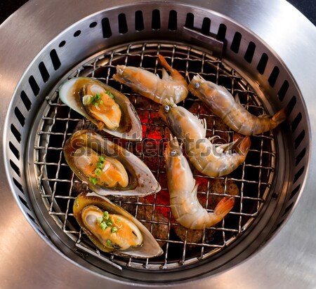 grilled seafood, prawns and squids Stock photo © art9858
