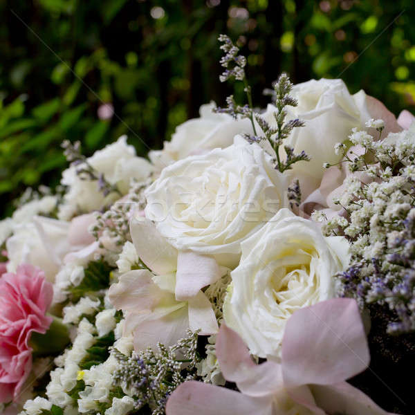 Focus beautiful white roses bouquet Stock photo © art9858