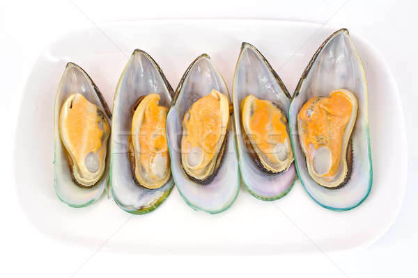 Fresh Mussels for grill isolate on white background Stock photo © art9858