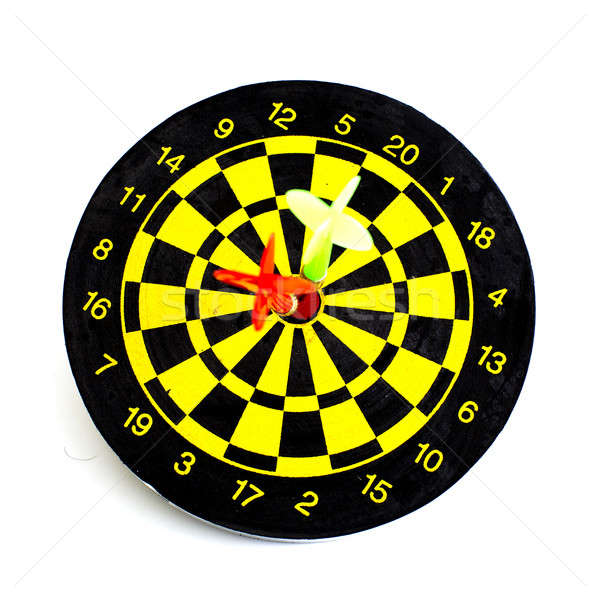 Two darts in center of target isolated on white Stock photo © art9858