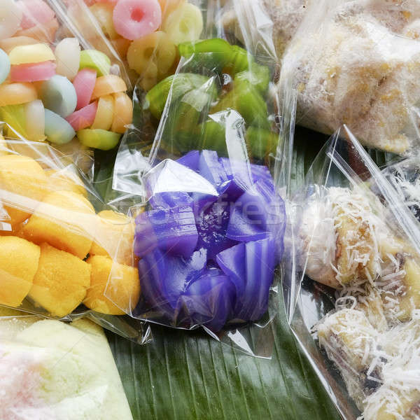 Thai dessert - many kind of Thai dessert in plastic bag at marke Stock photo © art9858