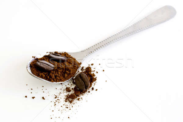 Instant coffee with roast coffee bean in the spoon Stock photo © art9858